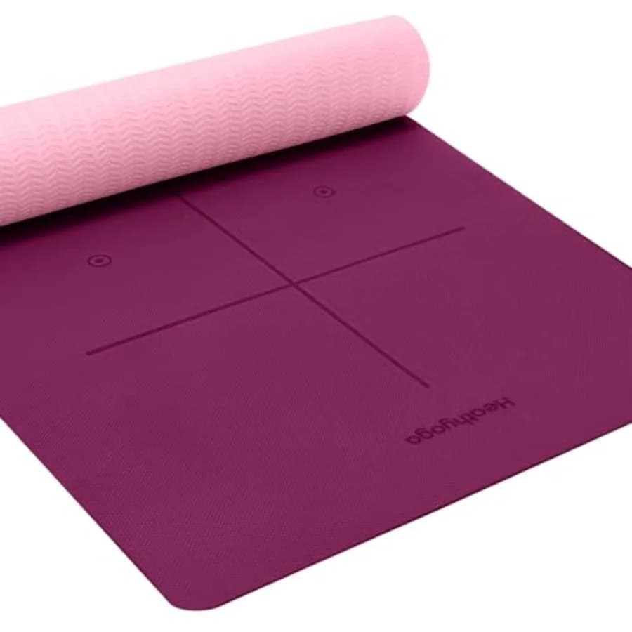 Tappetino Yoga Ecologico Antiscivolo con Sistema di Allineamento Corporeo, Certificato SGS, Materiale TPE - Superficie Testurizzata Antiscivolo e Cuscino Ottimale