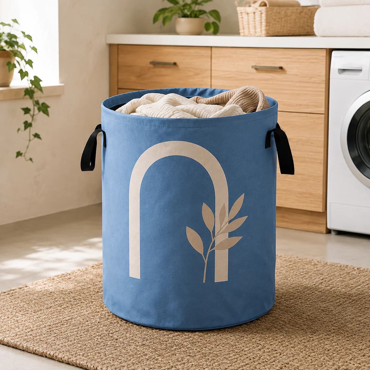 Double Layer Laundry Basket Foldable Waterproof Oxford Cloth Storage Hamper with Handles for Bedroom Bathroom Dorm Room and Home