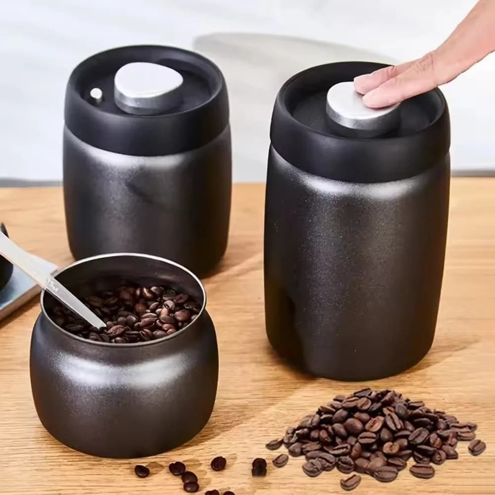 Stainless Steel Coffee Beans Vacuum Sealed Jug Keep Fresh Large Capacity Coffee Vacuum Canister 400 800 1200ml