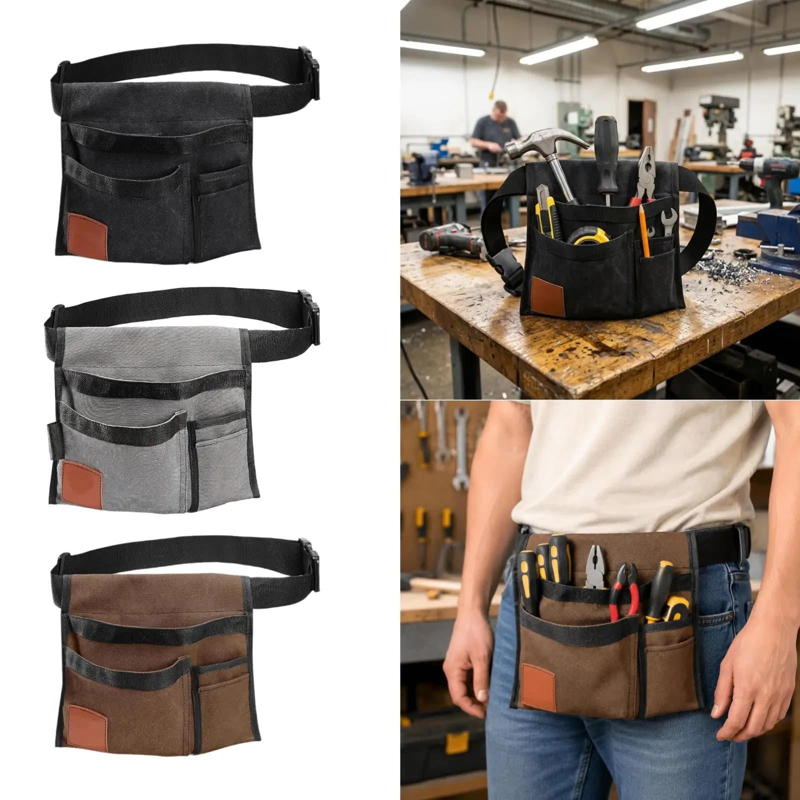 Gardening Tool Waist Bag Utility Waist Apron Men Women Work Tool Organizer Belt for Builders Gardeners Installers Plumbers