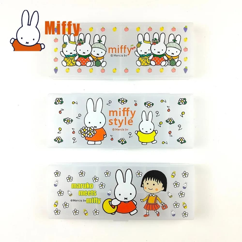 Kawaii Miffy Pill Box Cute Jewelry Case Clear Portable Plastic Desktop Stationery Organizer Makeup Earring Small Storage Gift
