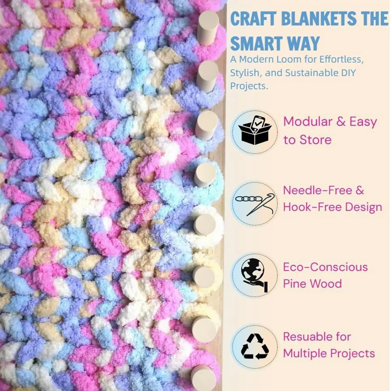 Telaio per maglieria per principianti Kit telaio grosso all'uncinetto Set per maglieria in filato per artigianato Hobby Principianti Tessitura Coperta Sciarpa Cucito
