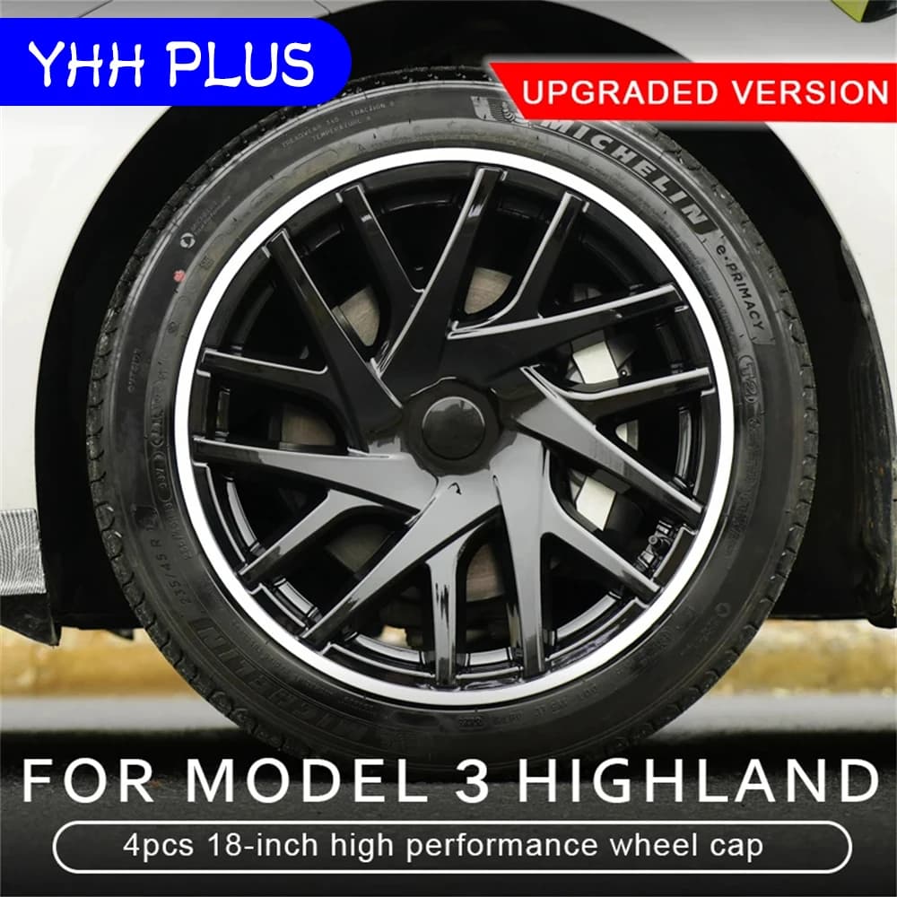 4PCS Coprimozzo Nuovo Modello 3 Highland 2024 Tappo Ruota Prestazioni da 18 Pollici Copertura del Cerchione Completa per Tesla Accessori di Ricambio per Automobili