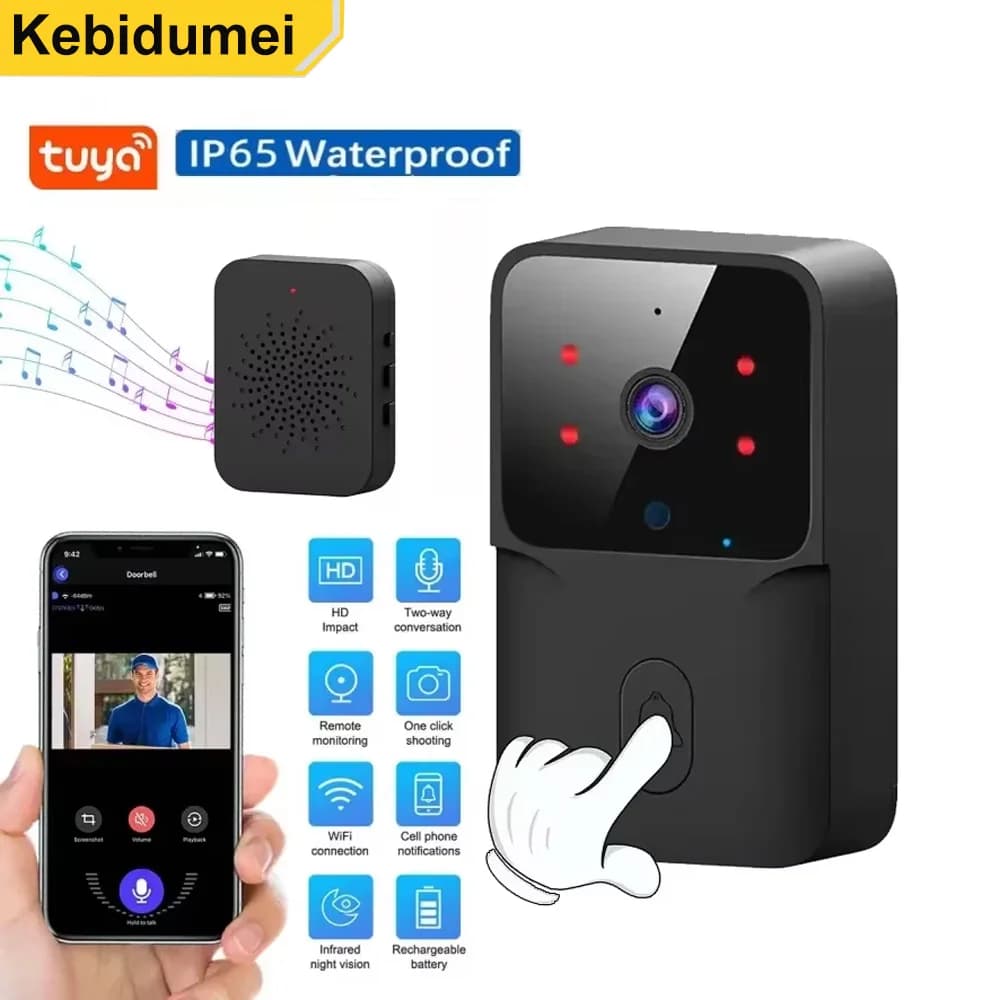 Campanello Tuya con telecamera Wireless Bundle Videocitofono WIFI HD Telefono esterno Campanello per porta Telecamera Videocitofono di sicurezza IR