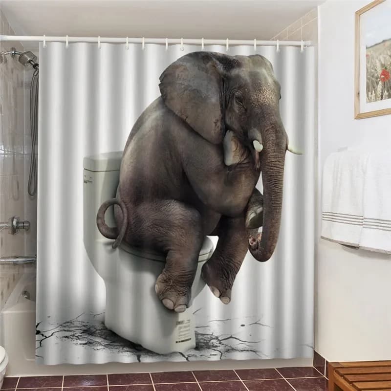 Tende da bagno impermeabili Tessuto 100% poliestere Tenda da doccia Pensiero Elefante Stampato Decorazione della casa Sfondo Decorazione dello schermo