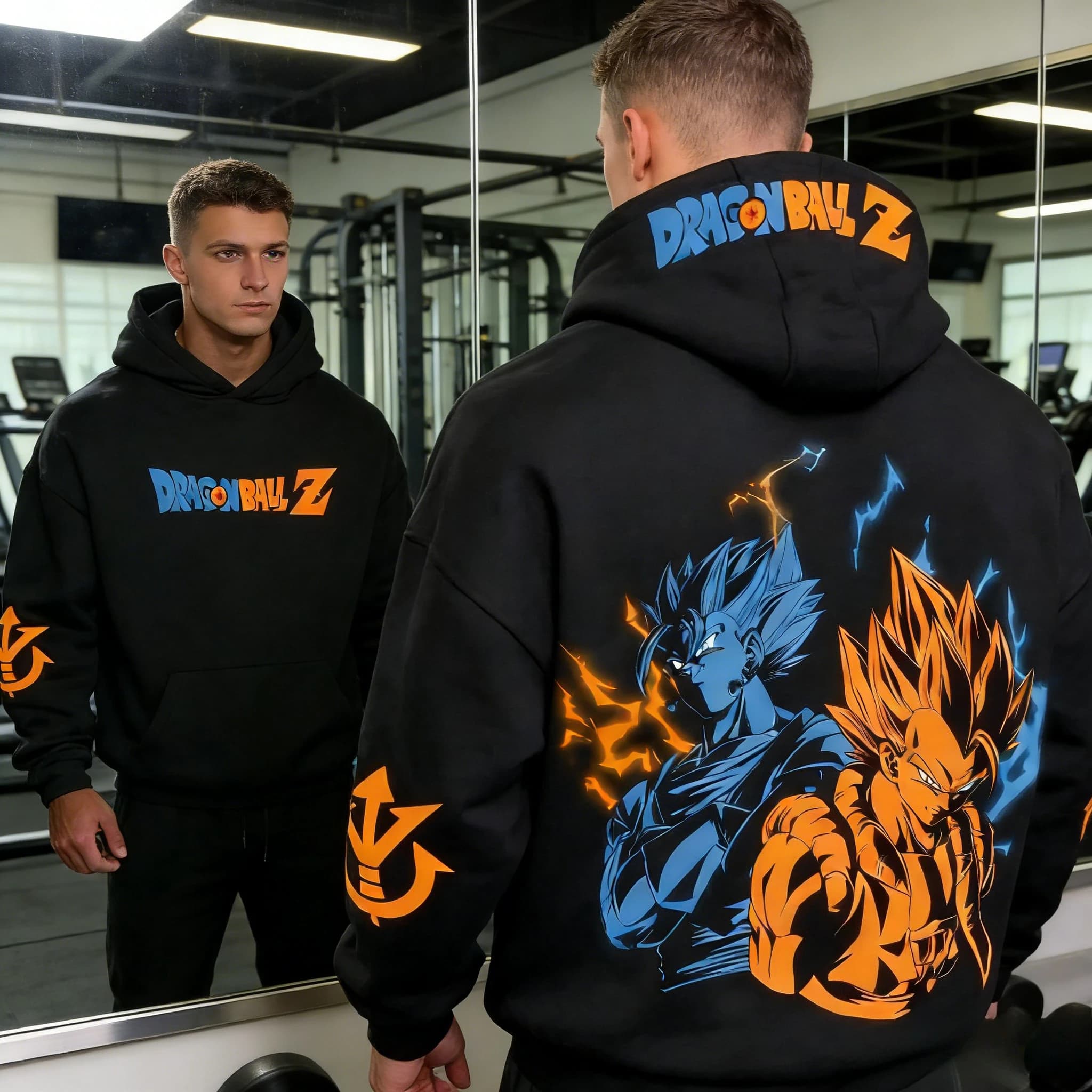 Felpa con Cappuccio Anime Retro Dragon Ball 2026, Stampa Goku Super Saiyan Doppio, in Puro Cotone da Uomo, Versione Casual Sportiva Quotidiana