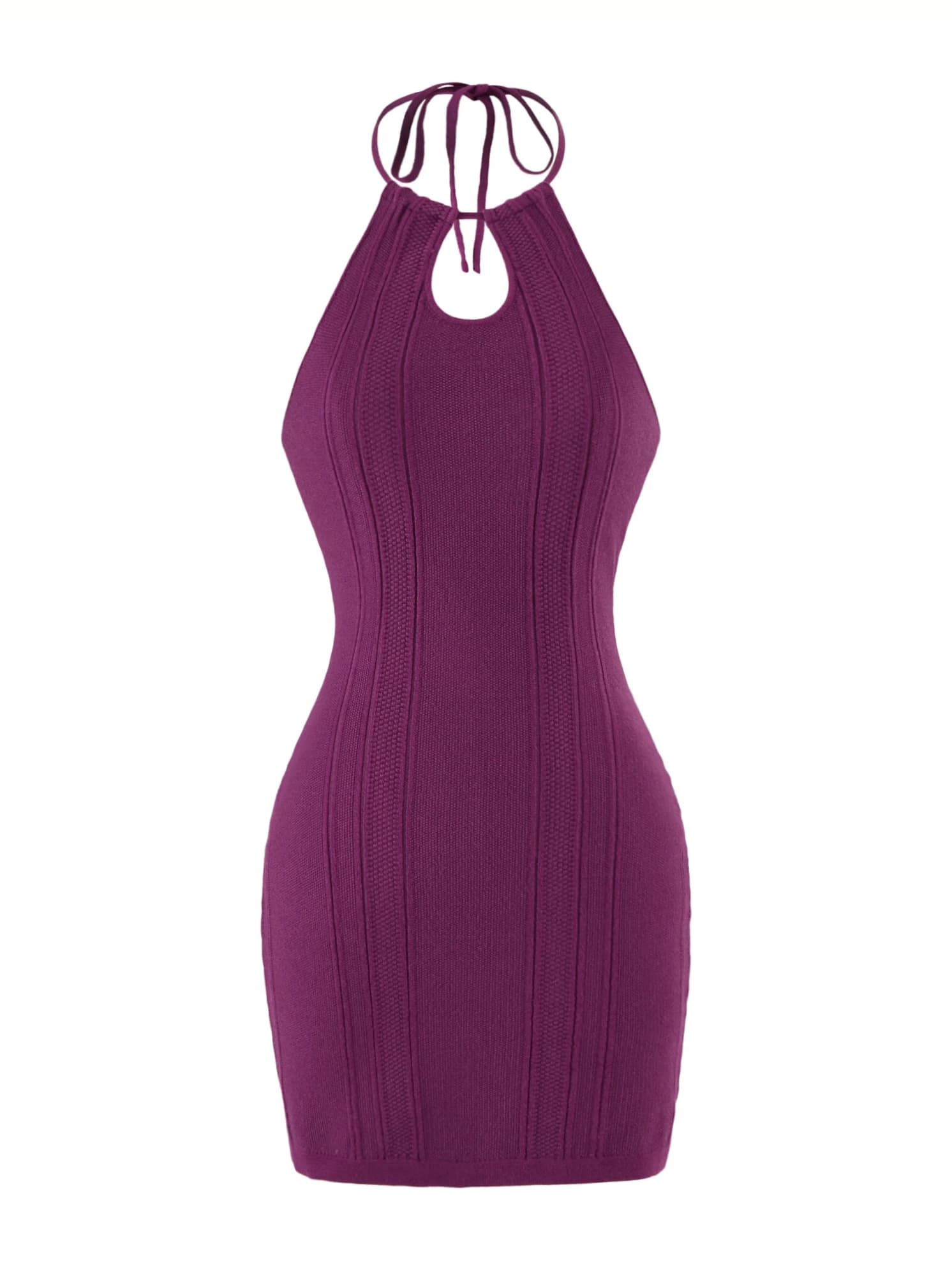 Elastic Hollow out Knitted Dress Women's Sexy Slim Fit Short Skirt Hanging Neck Strap Dress Pure Desire Style High Elasticity