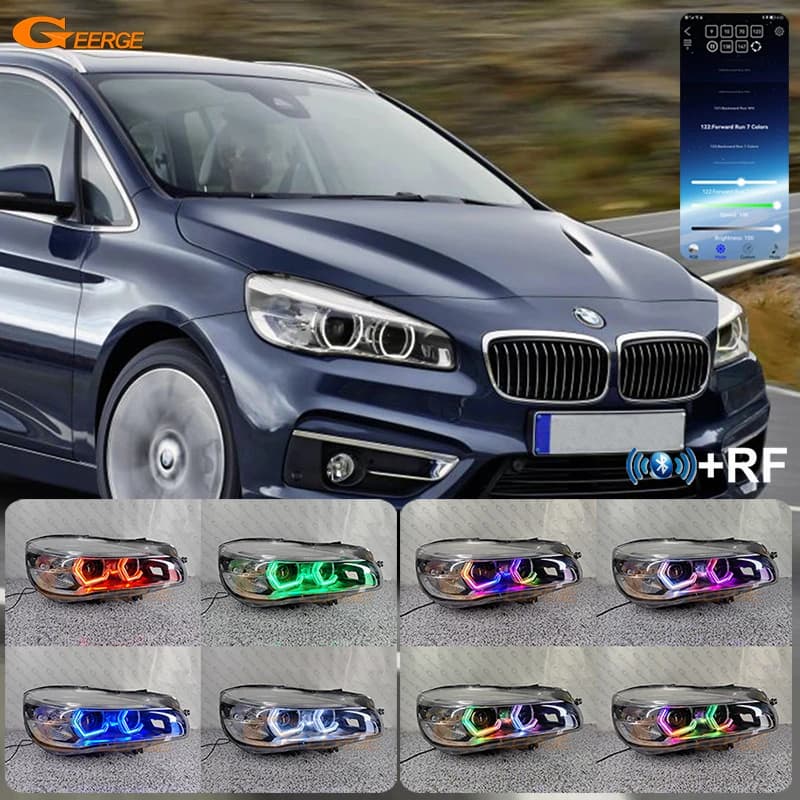 Per BMW Serie 2 F45 F46 2013 2017 2018 Concept M4 Stile Iconico Dinamico Girevole Multi Colore RGB LED Angel Eyes Anelli Esagonali Halo
