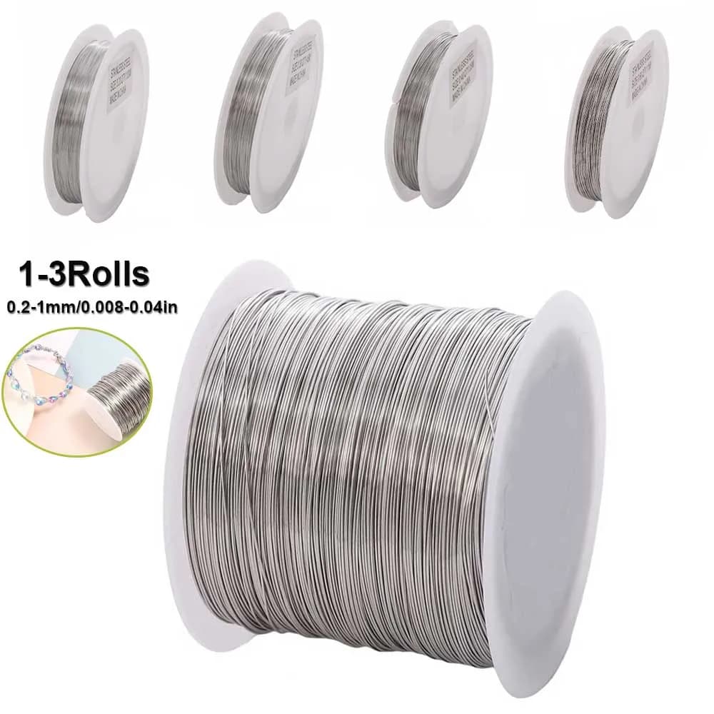 1-3Roll Stainless Steel Wire 0.1-1mm Durable Non-Elastic Craft Wire for DIY Jewelry Crafts&Outdoor Use with Ergonomic Handle