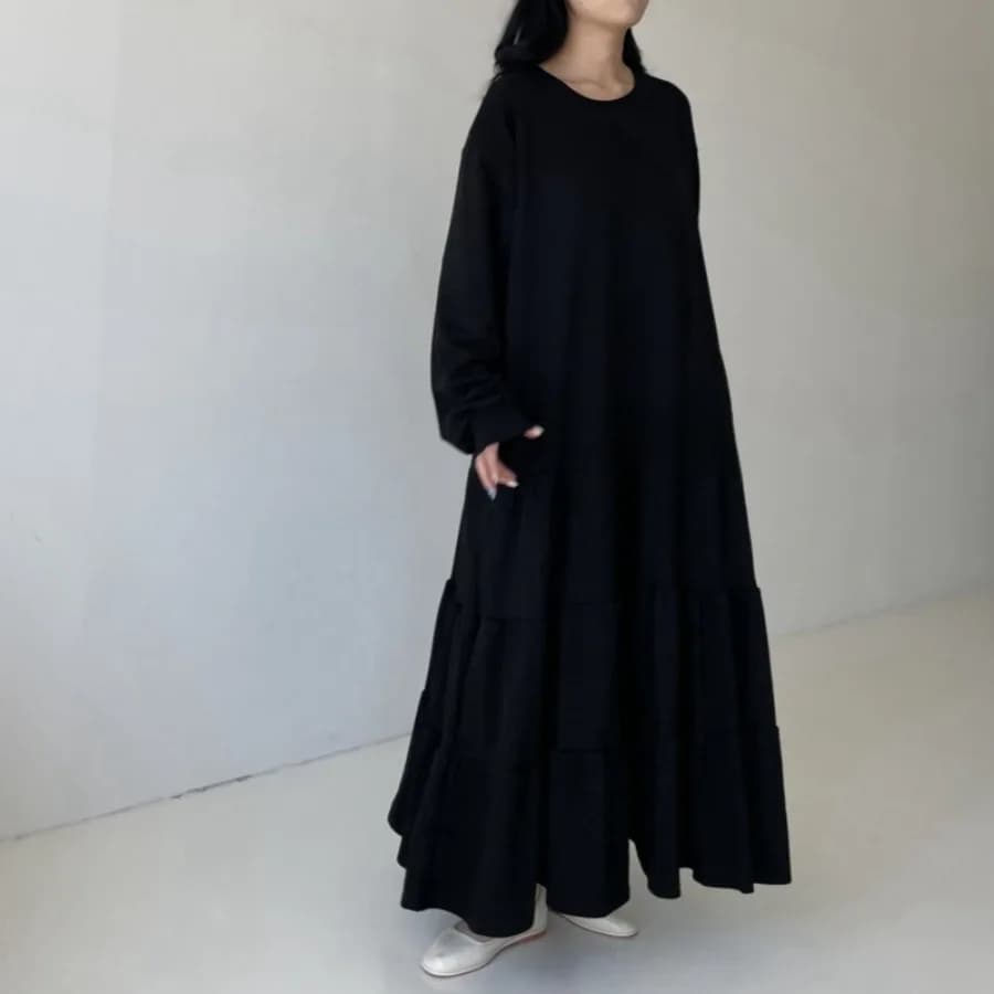 【Nuovo stile】Abito giapponese con cappuccio per la primavera e l'estate, gonna con volant da donna, abito ampio di media lunghezza, maniche a lanterna, lunghezza fino al ginocchio.
