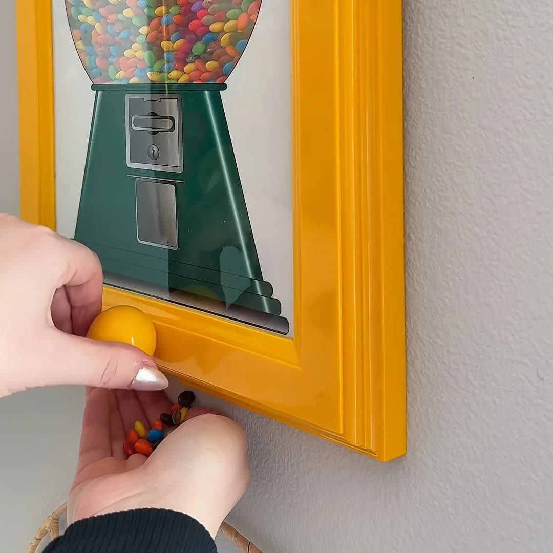 Cornice Portafoto Quadrata da Parete e Dispenser per Caramelle con Ripiano Espositivo - Orizzontale, Adatto per Caramelle, Noci, Snack per Animali Domestici - Decorazione, Ufficio - Porta Cornici e Snack Salvaspazio