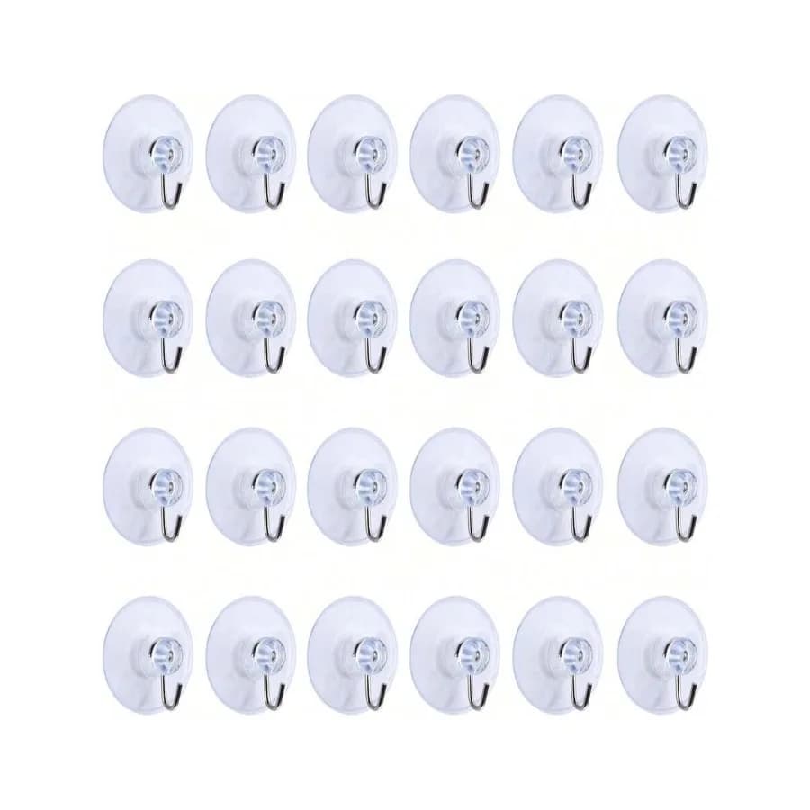 Gancio da parete con ventosa da 24 pezzi, ventose in PVC trasparente da 1,77 pollici/45 con ganci in metallo, riutilizzabili e rimovibili per piastrelle in vetro W