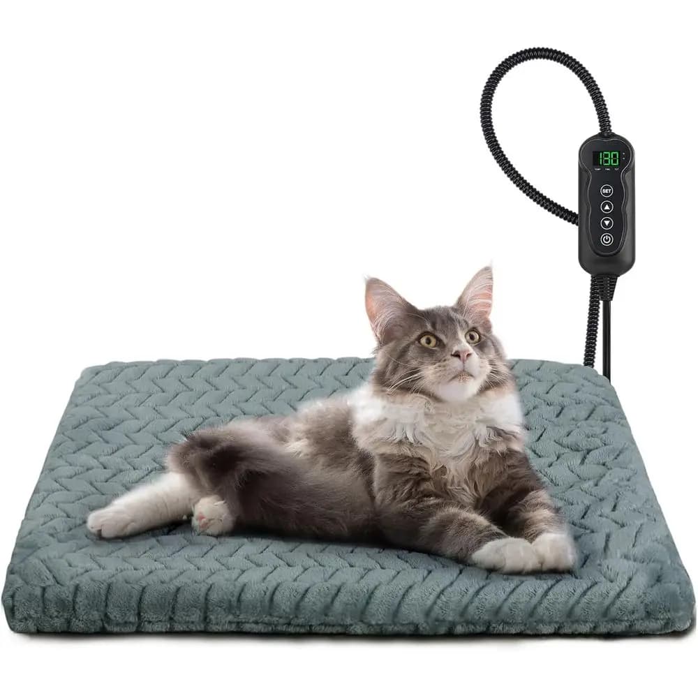 Letto per gatti riscaldato, cuscino riscaldante impermeabile per gatti con timer regolabile in temperatura, letto elettrico riscaldato per animali domestici per cani gatti, auto