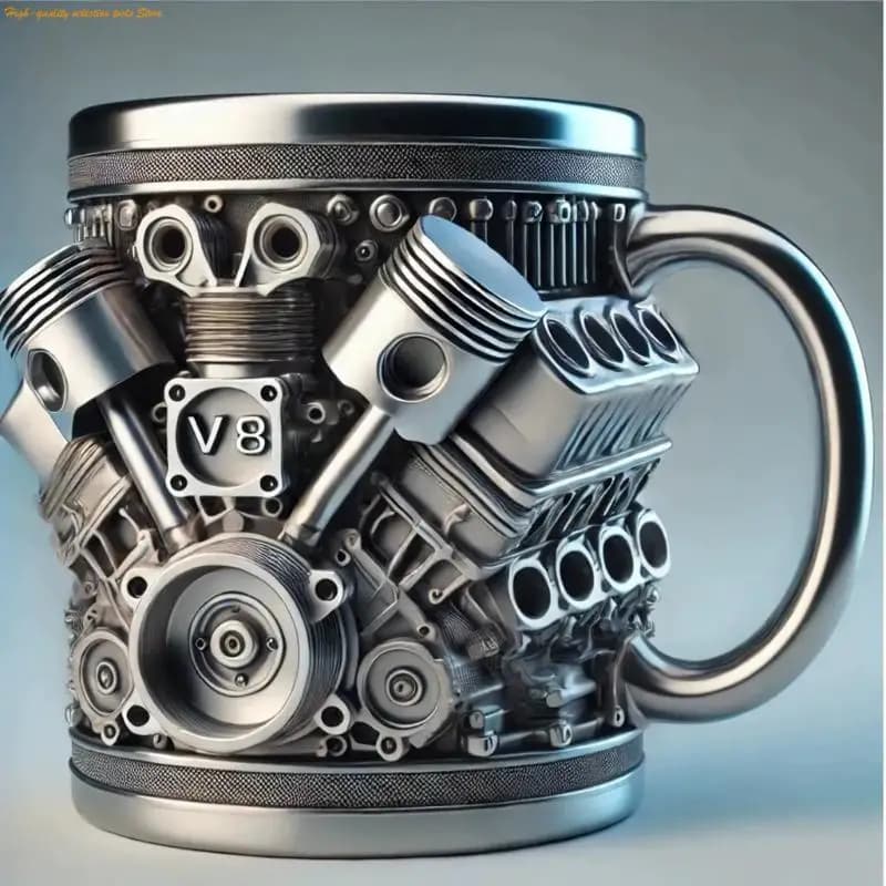203F Stainless Steel Resin Insulated Coffee Mug with Engine Mechanical Detailing Beer Cup For Automotive Enthusiasts