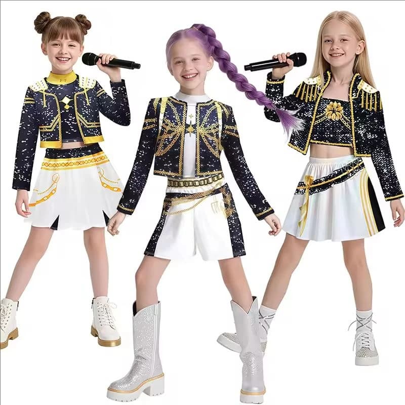 Anime Demon Hunter Cosplay Costume Girls Group Rumi Mira Zoey Kpop Singing Performance Cos Outfit theatrical show Halloween party dress