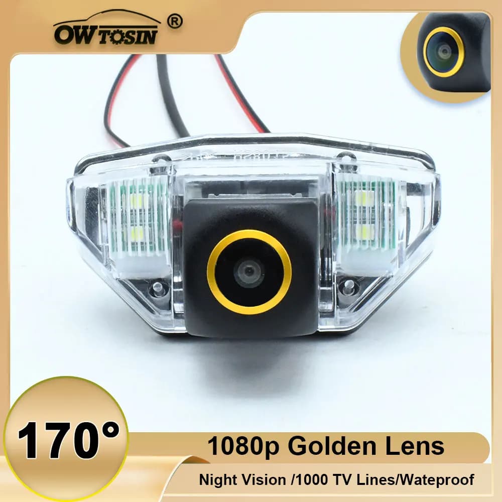 Veicolo AHD 1080P 170 ° Telecamera posteriore con obiettivo dorato per Honda CRV 2007 2008 2009 2010 Telecamera di retromarcia per auto