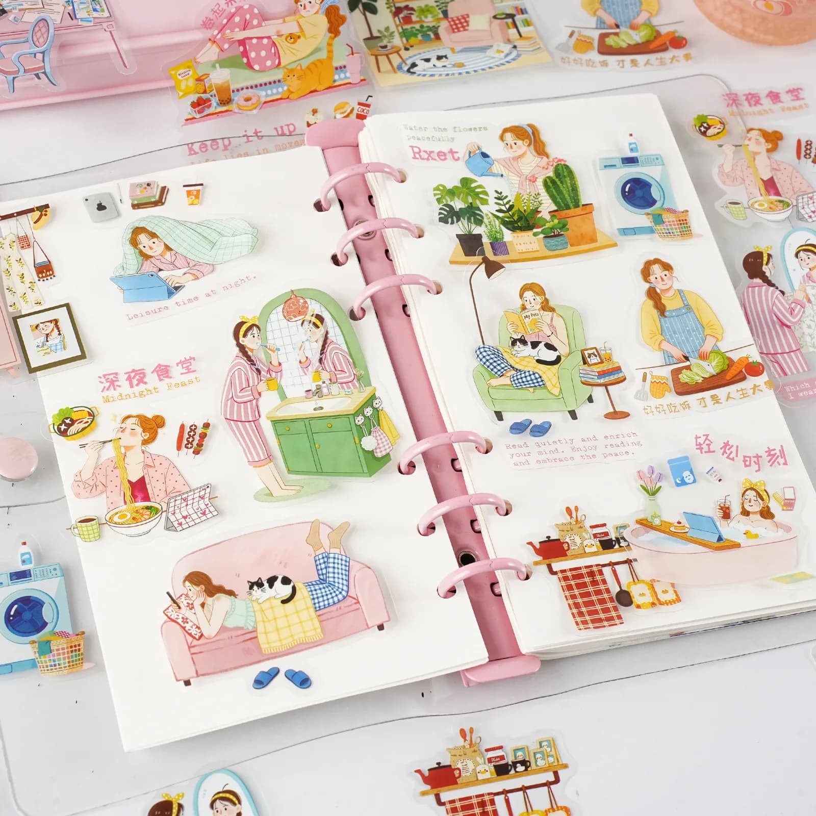 15pcs/lot Kawaii Stationery Stickers A Little Joy in Day DIY Junk Journal Paper Planner Decorative