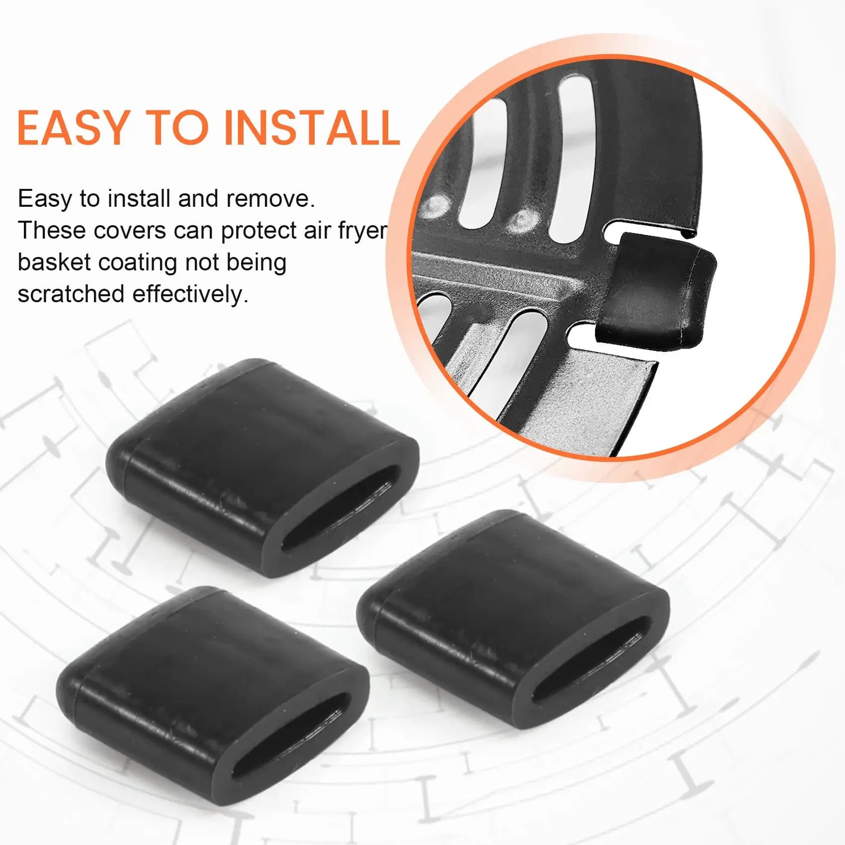 WZ-B01C-Air Fryer Rubbers Bumpers Fit Power Air Crisper Plate Air Replac Protective Covers For Air Grill Pan