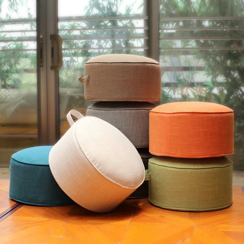Linen Futon Cushion Round Tatami Meditation Cushions Removable Washable Thickening Sponge Floor Seat Pad Futon Home Decor