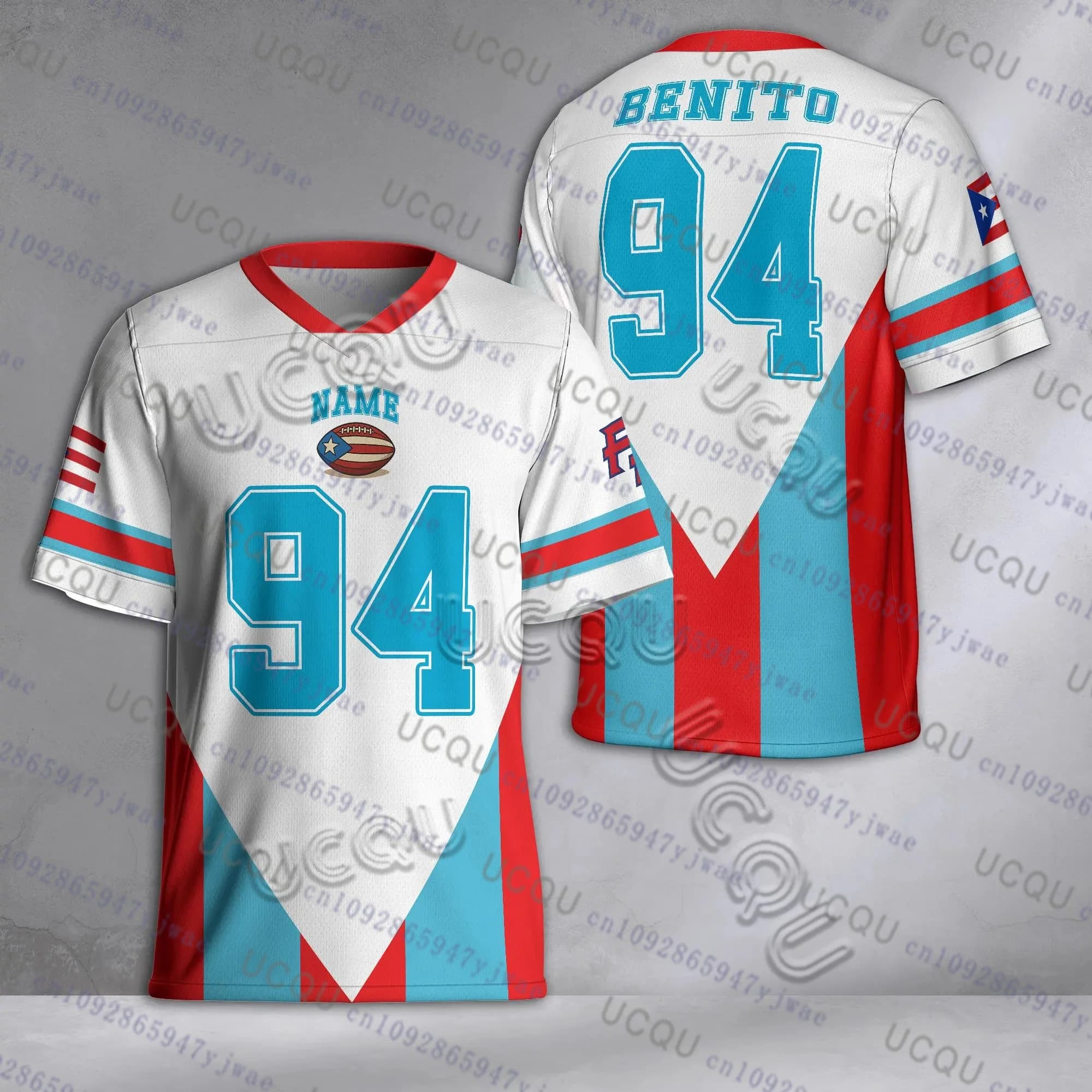Maglia di Calcio 2026 Squadra di Puerto Rico Benito N.94, T-shirt Rugby Bad Bunny, T-shirt Estiva Traspirante Trendy Unisex per Cosplay e Sport