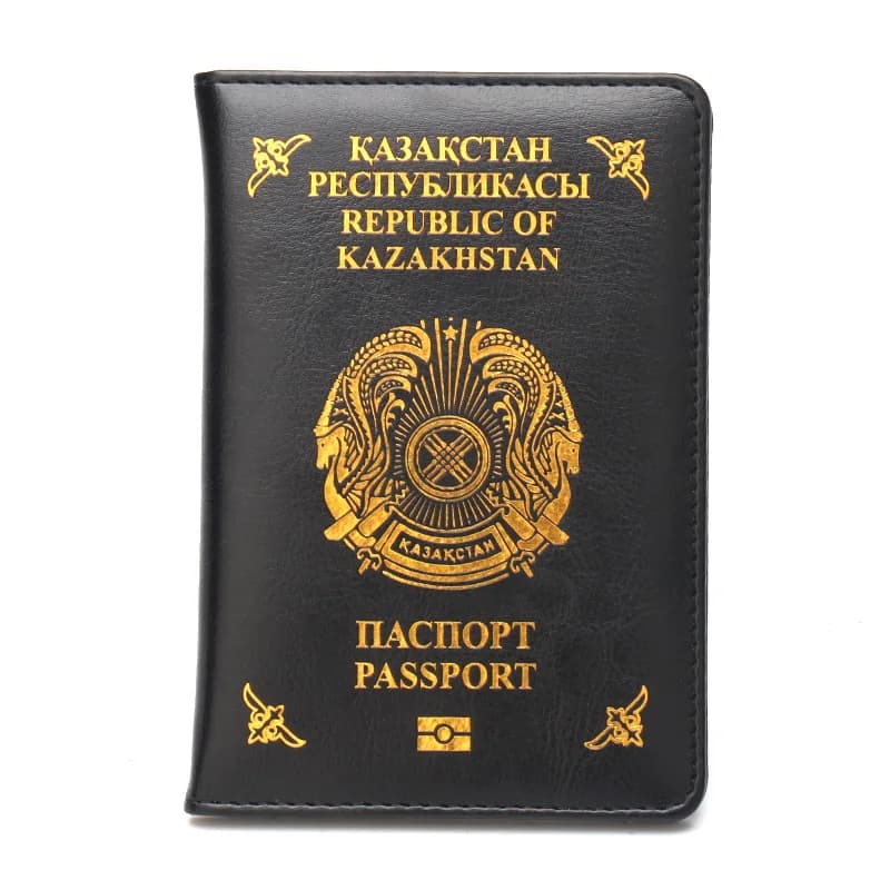 Portafoglio da viaggio porta passaporto della Repubblica del Kazakistan, copertina in PU per carte da passaporto, organizer da viaggio per passaporto