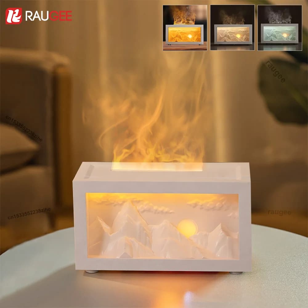 Diffusore di Aromi e Umidificatore con Oli Essenziali, Mini Diffusore Automatico a Fiamma con Luce LED per Casa