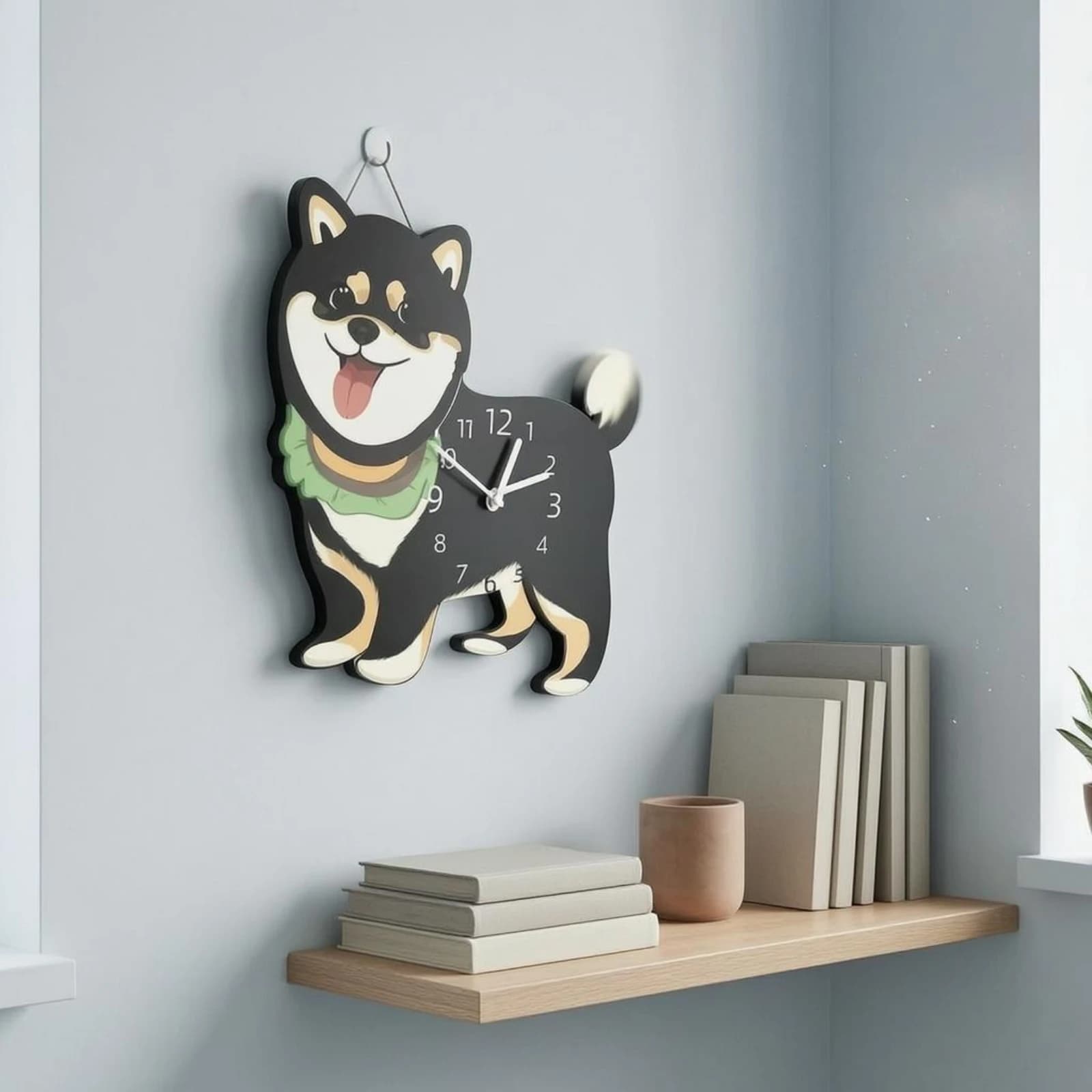 Shiba Inu Clock Cute Decorative Dog Clock Home Decor Easy to Read Accurate Timing for Pet Shop