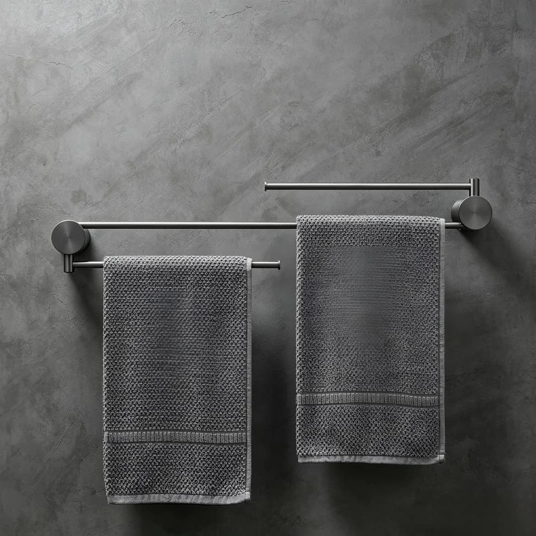 Stainless Steel Rotating Bathroom Towel Bar Single Or Double Rail No Drill Drilled Wall Mount In Cm To Gun Gray Mirror Silver