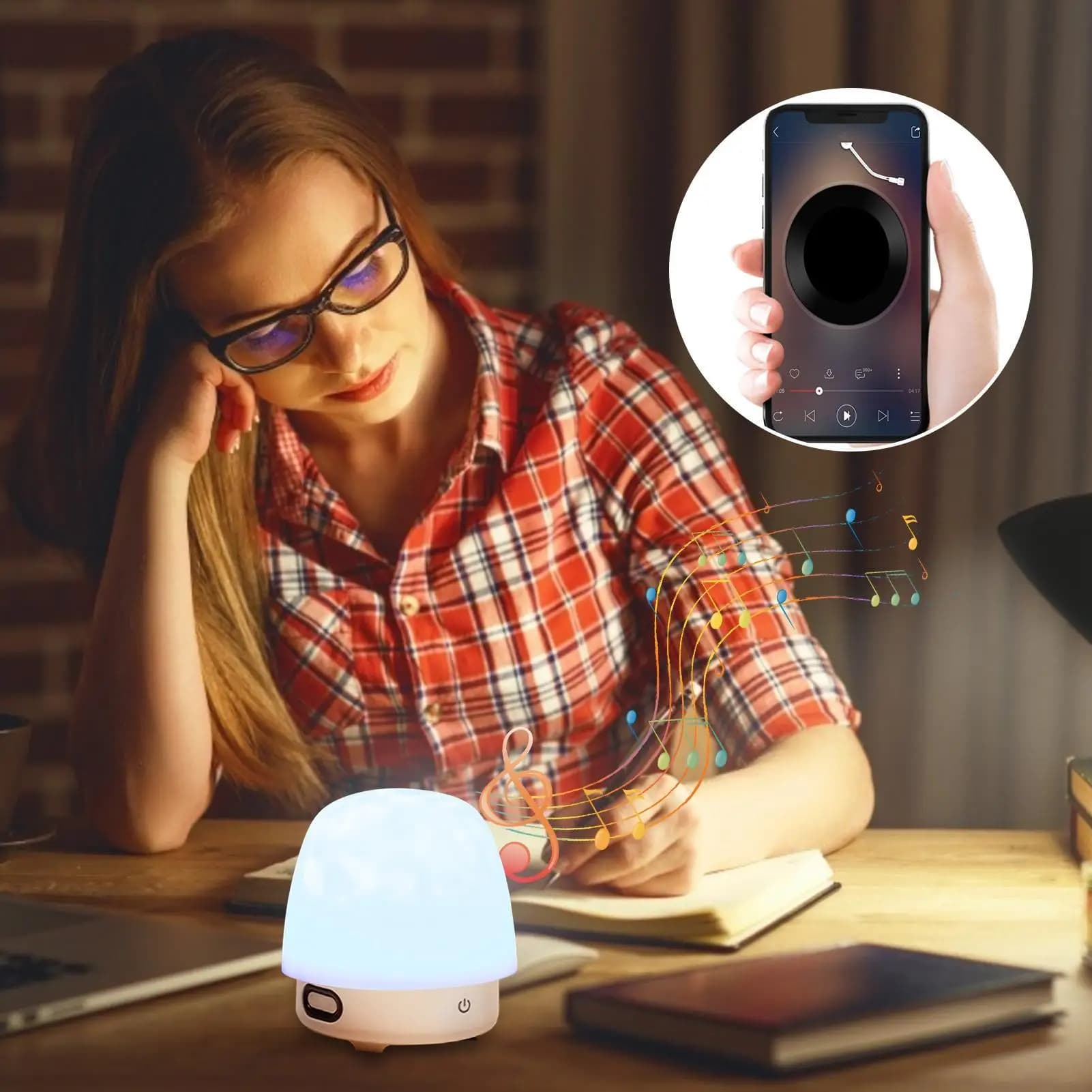 Lampada lunare per bambini Lampada da scrivania lunare Luce notturna dimmerabile Proiettore telecomandato con altoparlante wireless Decorazioni per la casa per tavolo da scaffale