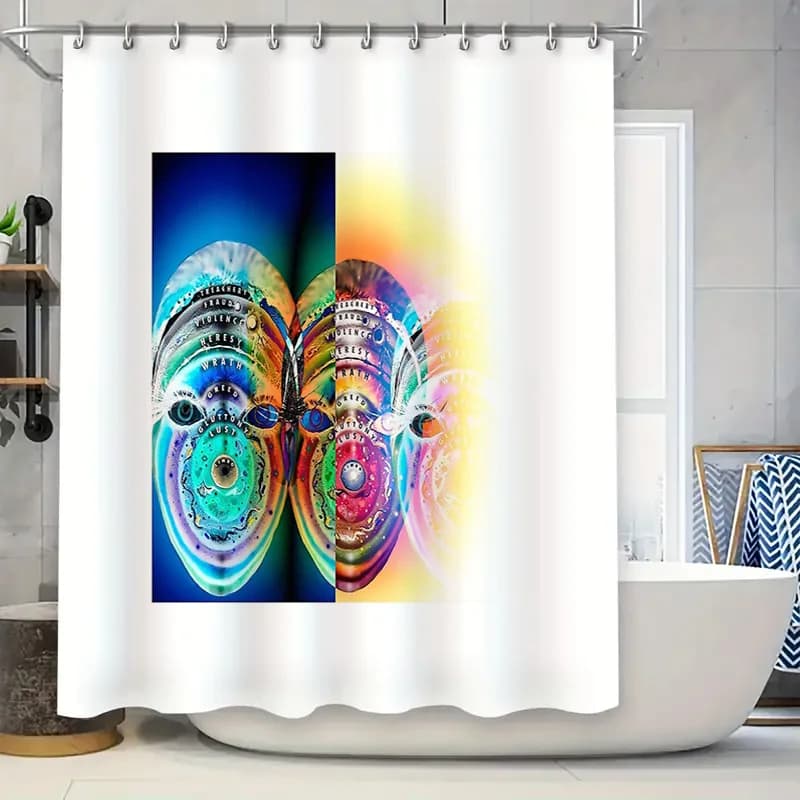Tenda da doccia psichedelica colorata Boho Hippie Arazzo Sfondo Appeso a parete Estetico Arredamento della stanza Modello artistico Bagno moderno