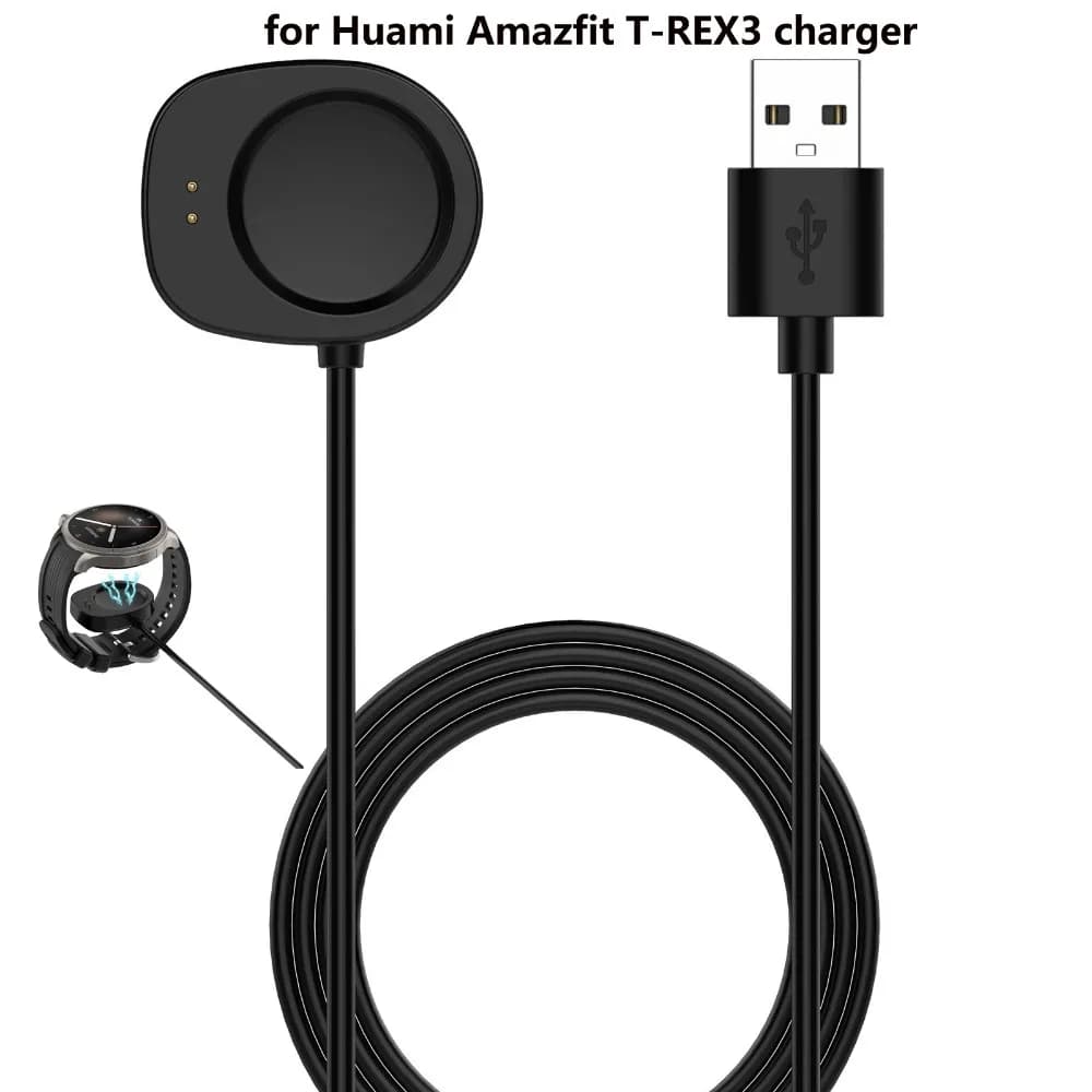 Smartwatch Charger for Huami Amazfit T-REX3 Balance Charging Cable Replacement Adapter Band Smartwatch Black 1M USB Charger Dock