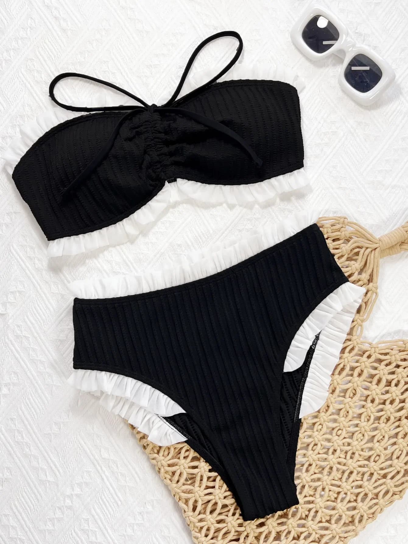 Swimsuit 2025 Women's Split Swimsuit Strapless Sexy Bikini Set Hawaii Vacation Swimwear Women m