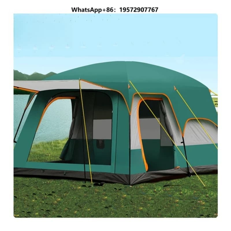 10-12 People Large Summer Glamping Camping Tent Set up Pole Ultralight Waterproof Family Outdoor Tent