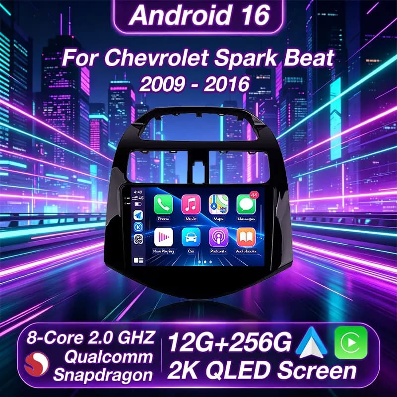 Autoradio Android 16 2 Din per Chevrolet Spark Beat Matiz Creative 2009-2016, lettore multimediale video, navigazione GPS, Carplay, RDS