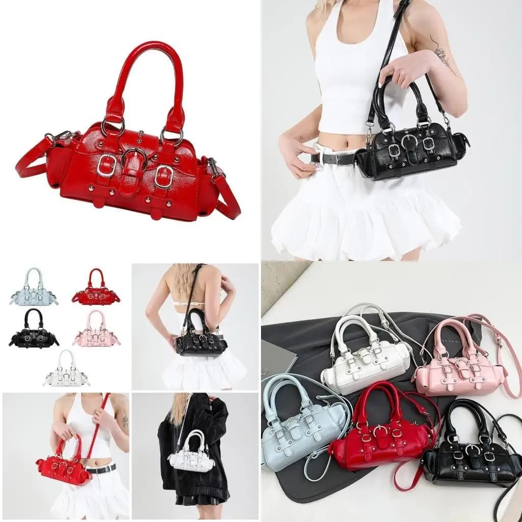 X90D Women's Bag Crossbody Bag punk style Shoulder bag with upper handle PU leather shoulder bag