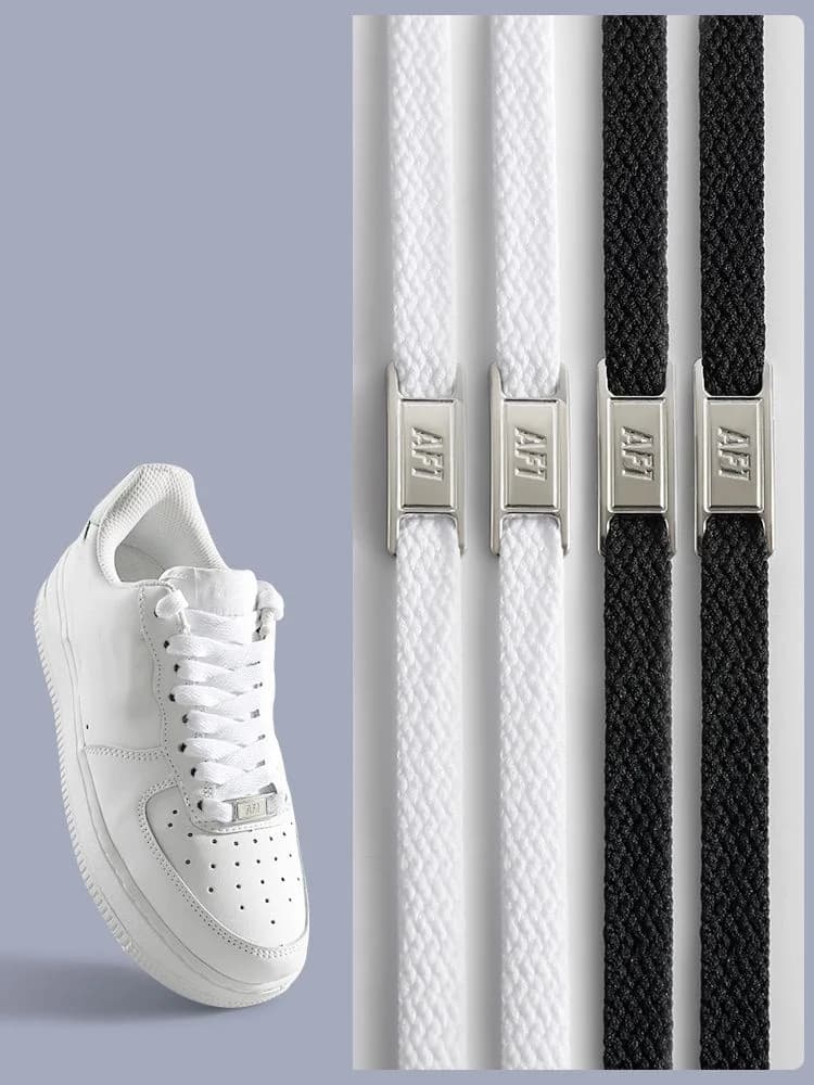 For AF1 Metal Buckle Shoelaces Classics Black White Flat Shoe Laces and Shoe Decoration Suit Sneaker Shoelace Shoes Accessories