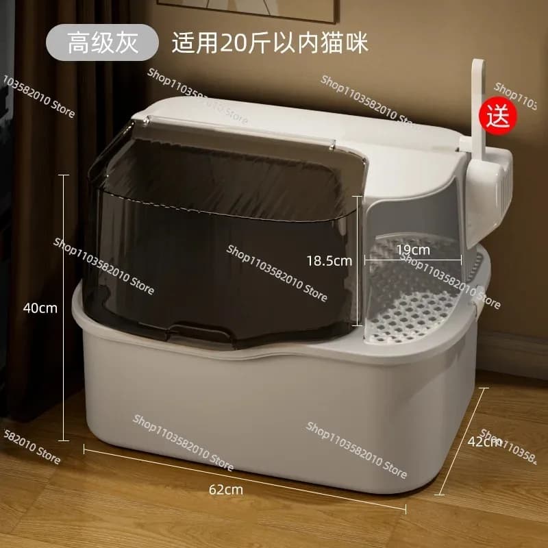 Full Enclosed Cat Litter Box - Extra Large Anti-Splash One Piece Odor Control Cat Toilet