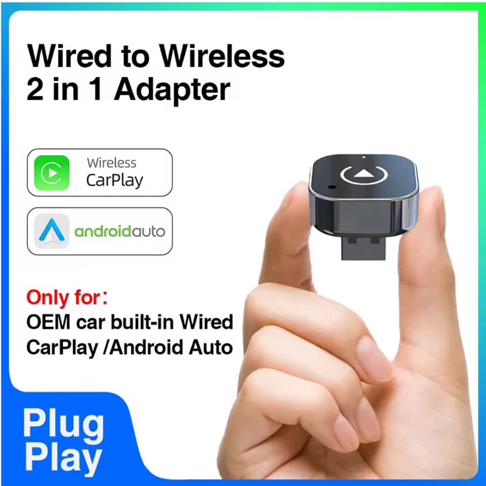 Adattatore Wireless 2 in 1 per CarPlay e Android Auto, Dongle Smart per Auto con CarPlay Wireless di Fabbrica