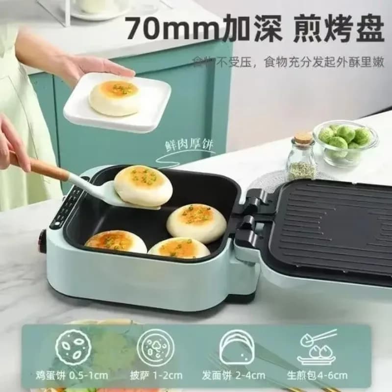 Household electric baking pan double-sided heating hot pot deep plate deepened enlarged pancake pan crepe machine