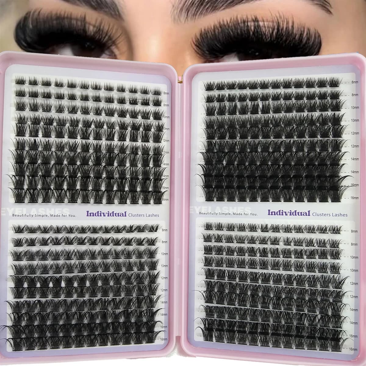 640 Individuale 40 file Ciglia Cluster D Curl Mix Lash Cluster 3D Wispy FAI DA TE Estensione Ciglia Resuable Ciglia Naturali Ciglia Libro