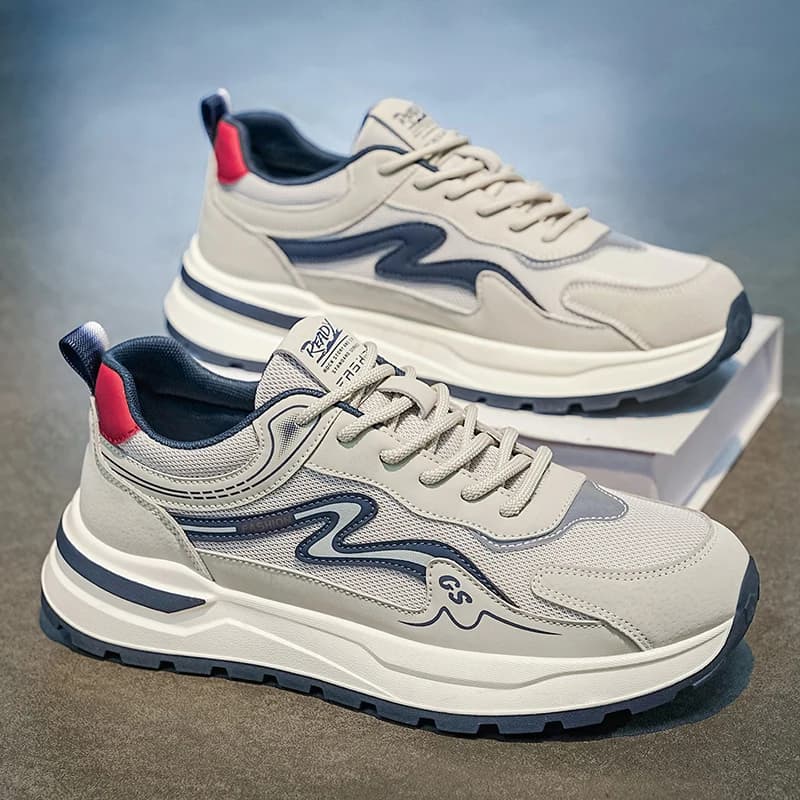 Men's New Spring and Summer Breathable Mesh Thick-Soled Sports Running Shoes, Lightweight and Fashionable Casual Shoes, Outdoor Commuting and Everyday Versatile Sports Shoes