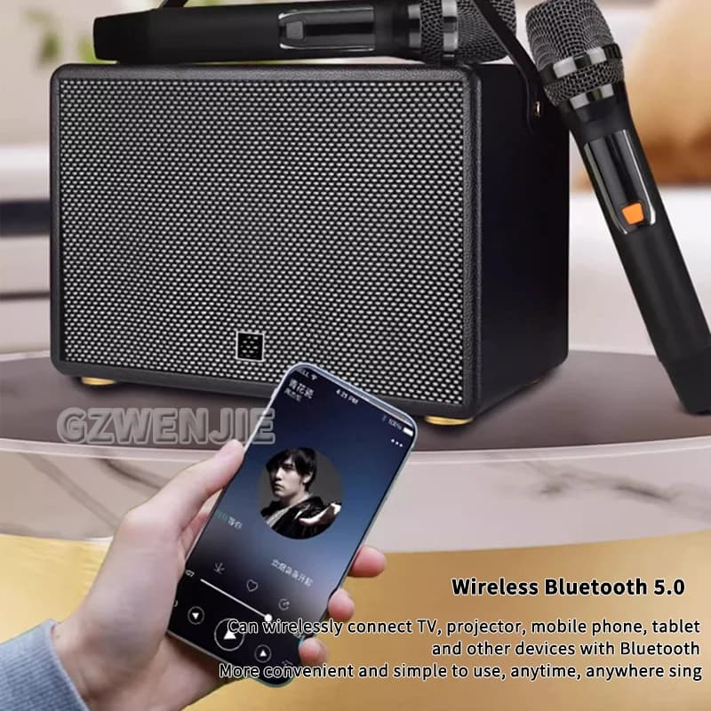 Karaoke Altoparlante Bluetooth Casa portatile Carino Mini subwoofer wireless Audio 2 Microfono Boombox K Song Macchina da canto per famiglie