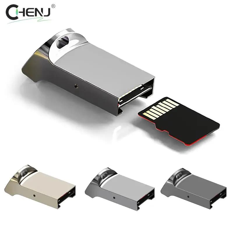 Adattatore per lettore di schede di memoria Mini USB per Micro SD Pc Computer Laptop adattatore per lettore di schede di memoria in alluminio scheda Sd Usb