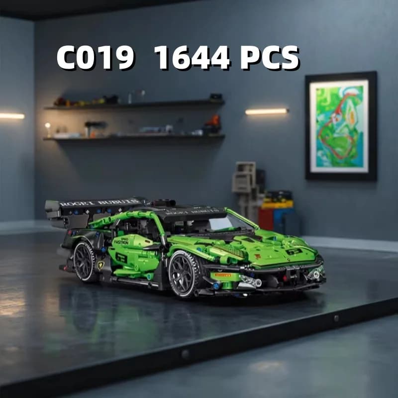 1644pcs Technical Green Racing Car Building Blocks C019 Model Kit DIY Assembly Bricks STEM Educational Toys Kids Birthday Gift​