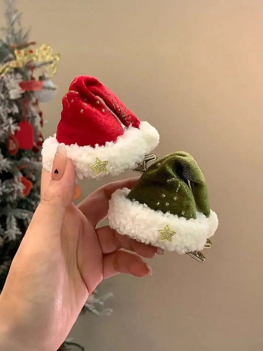 1pc Women's Christmas Hat Hair Clip, Cute Star Holiday Headpiece, Nature-Inspired Hair Accessory Suitable For Christmas, Parties