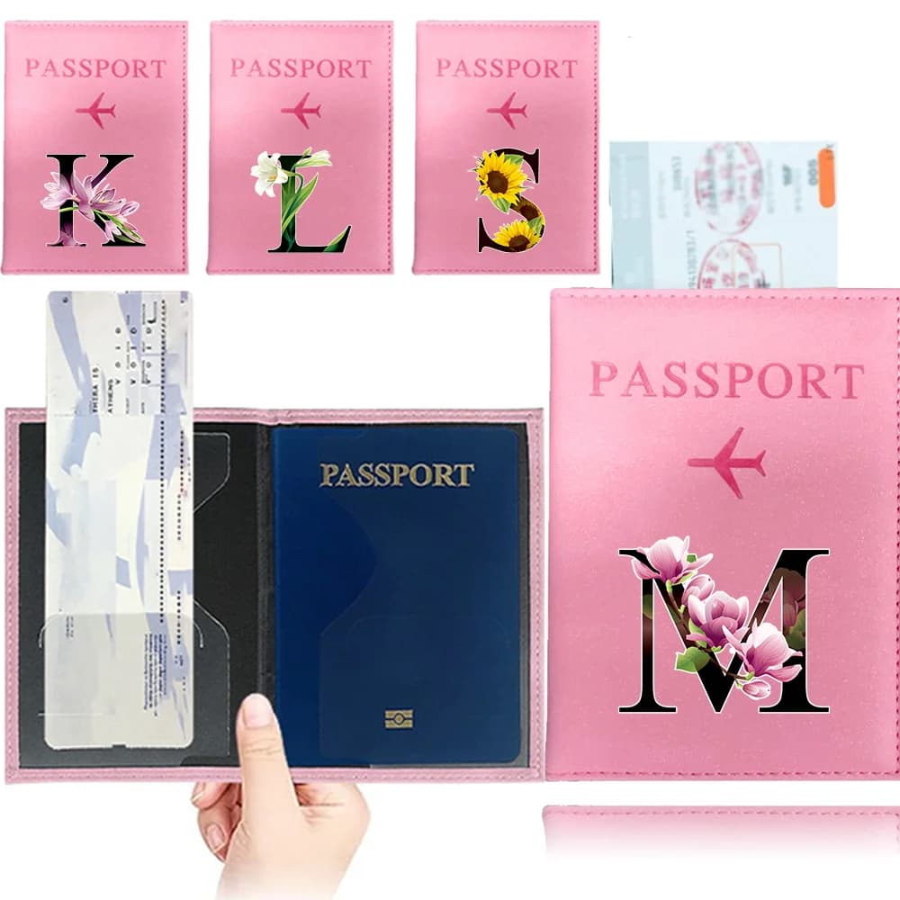 Custom Passports Cover Case Passport Wallet Flower Color Letter Series Business Credit Card Documents Holder Protective Case
