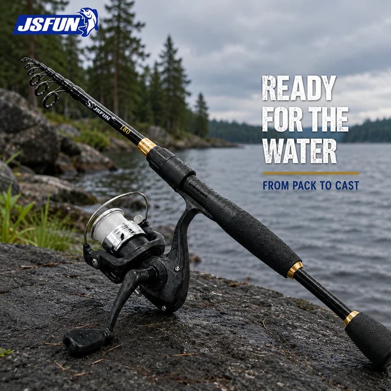 JSFUN Telescopic Fishing Rod Ultralight Weight Spinning Fishing Rod Carbon Fiber Material 1.6-2.4m Fishing Rod And Reel Tackle