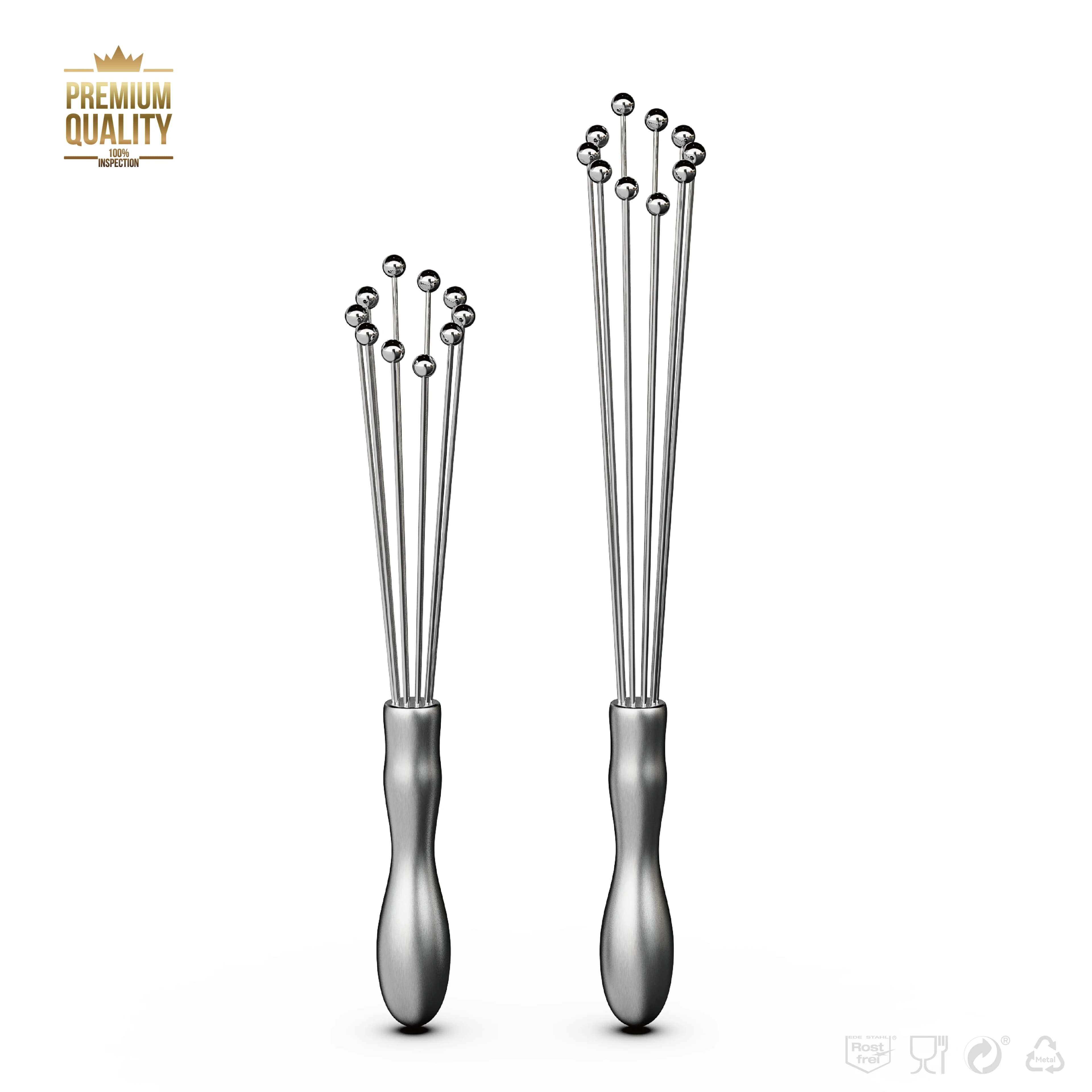 VIMACO® Stainless Steel 304 Mini Ball Whisk 10 Inch and 12 Inch Egg Beater Manual Mixer Tool for Sauces Cream Cooking Blender
