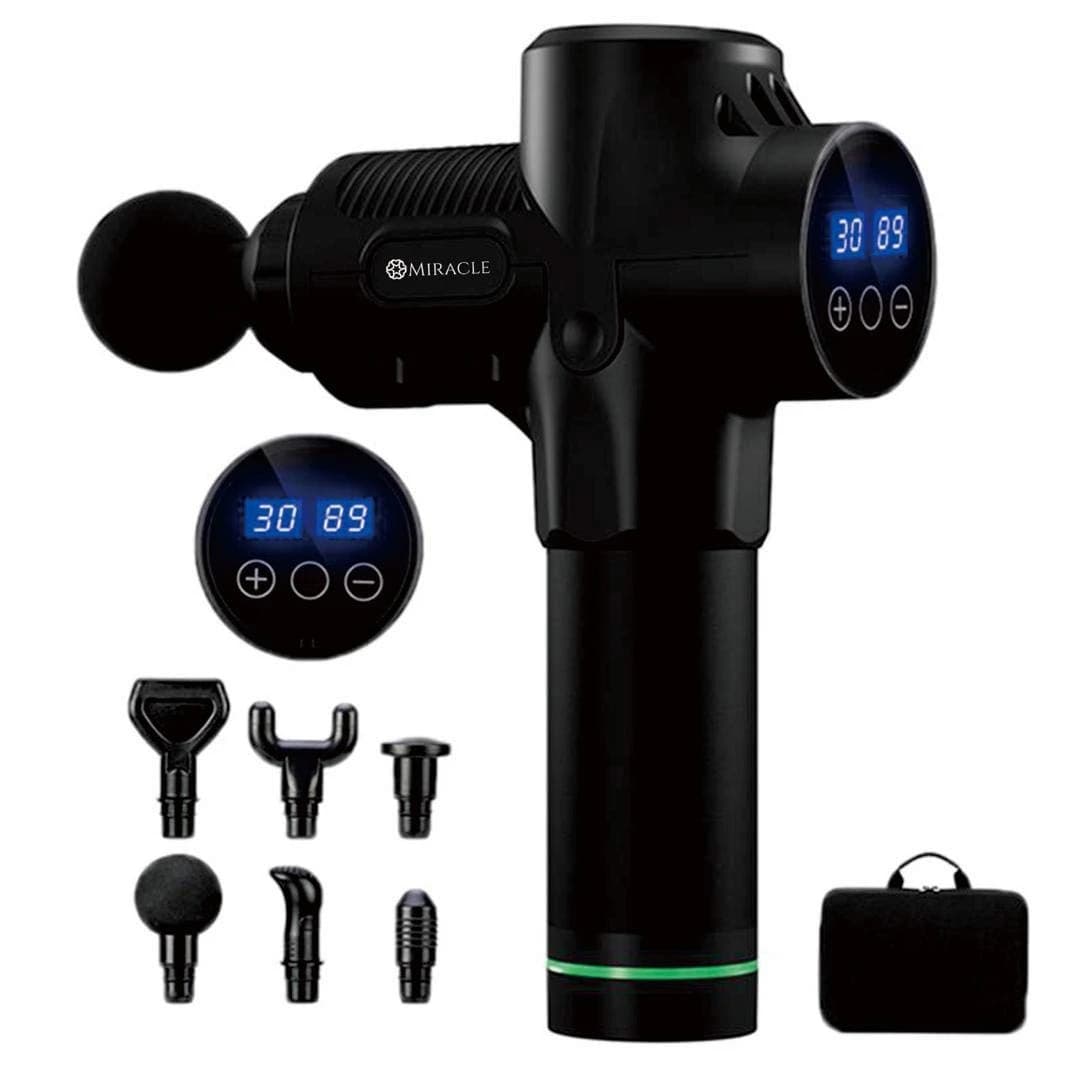 Wireless rechargeable portable massager with certified noise reduction for silent 30-speed gun for the whole body