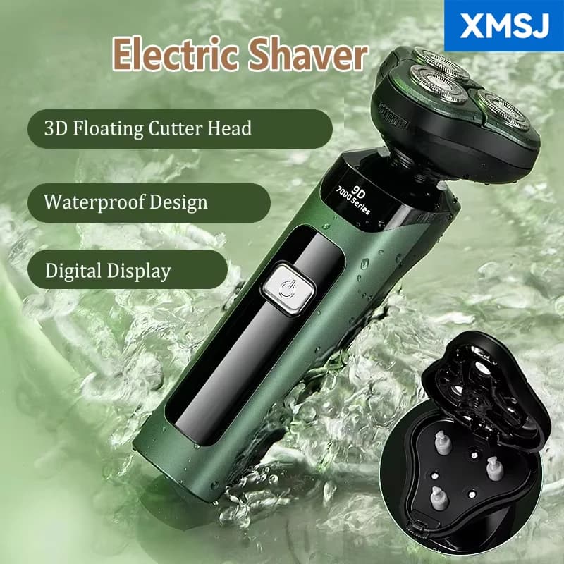 XMSJ Electric Razor for Men LED Display Rechargeable Waterproof Face Barba Hair Razor Groomer for Men Fidanzato Father Gift